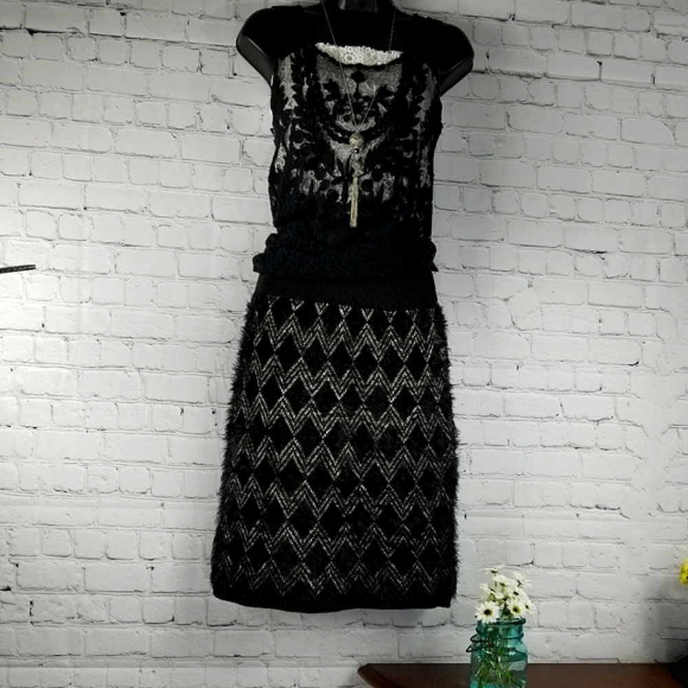 Venice Blue Lovely Black and White Furry Skirt, Very Comfy.